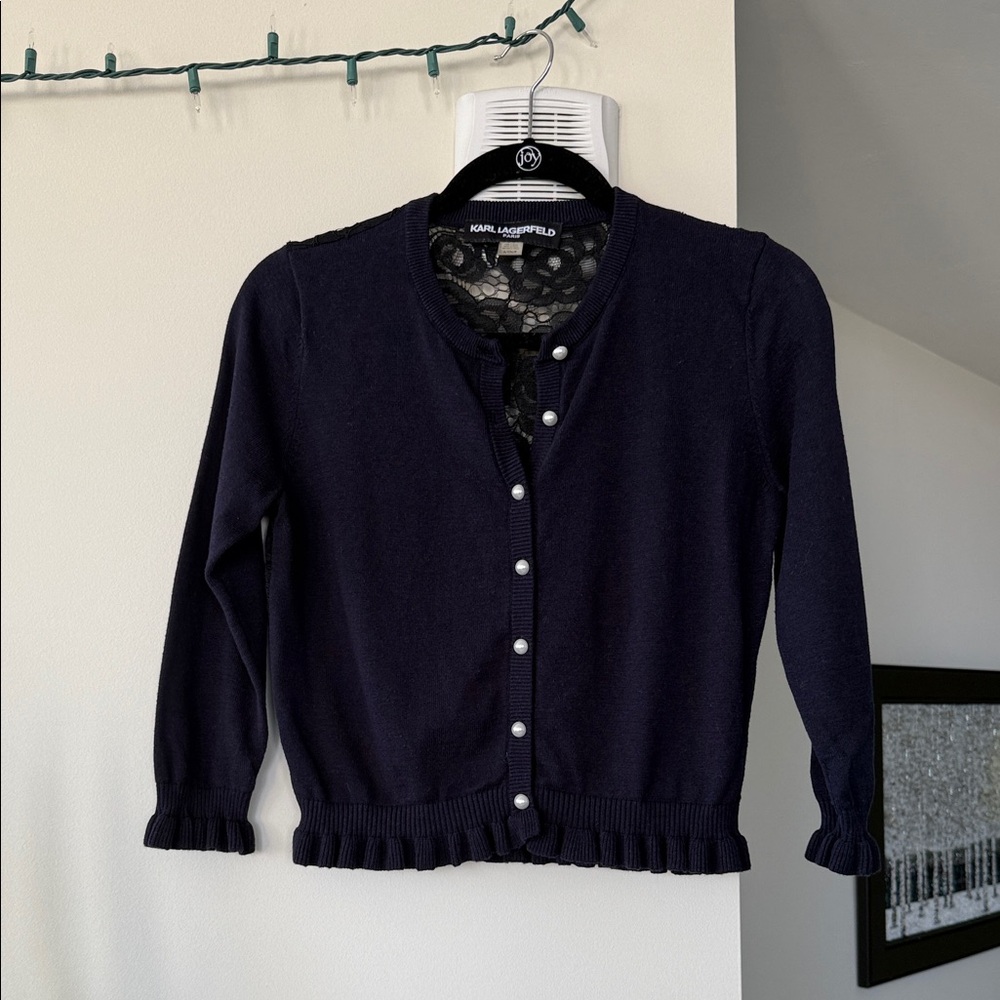 Karl Lagerfeld Women's Navy Cardigan Sweater